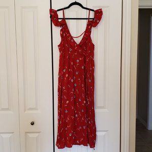 Floral Red Wrap/Long Dress